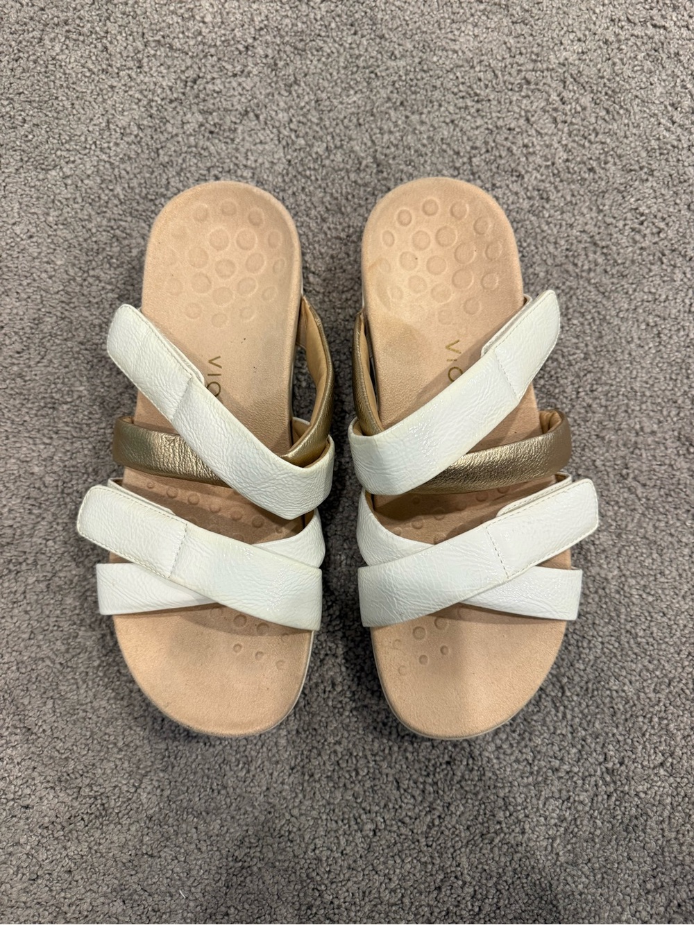 Vionic White & Gold Strappy Sandals
 Slide - Women's